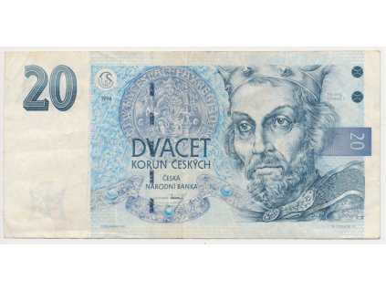 ČR, 20 Kč, 1994, série B, neperforovaná, oběhový stav