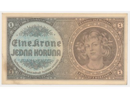 Protektorát, 1 K, bez data (1940), série H, neperforovaná, stav 1