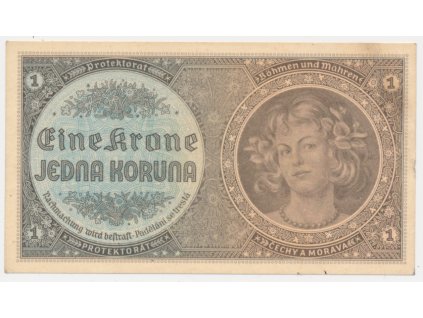 Protektorát, 1 K, bez data (1940), série H, neperforovaná, mírně ušpiněno, jinak stav 0