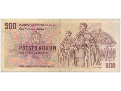 ČSSR, 500 Kčs, 1973, série Z, neperforovaná, pěkný oběhový stav