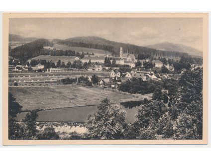 13 - Českokrumlovsko, Vyšší Brod, celkový pohled na město, cca 1929