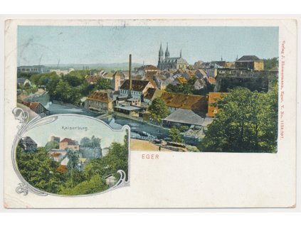 08 - Cheb (Eger), 2 záběrová koláž, Kaicerburg, Celkový pohled, cca 1907