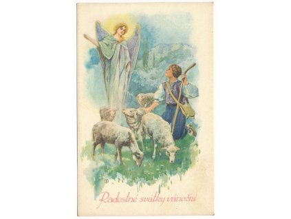 Radostné svátky vánoční, Pasáček, ovečky, anděl..., cca 1935