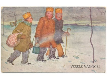 Vánoční přání, Tři králové, cca 1912