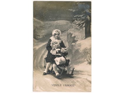 Veselé Vánoce!, Holčičky na sáňkách, cca 1911