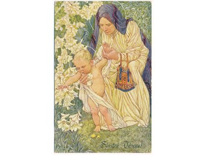 Vánoční secesní přání, Maminka s batoletem, cca 1909