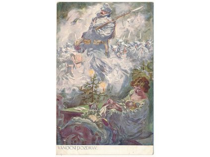 Vánoční pozdrav, Vojáci, žena s miminkem..., cca 1914