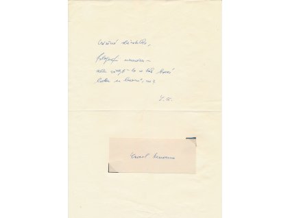 Kundera Ludvík (1920-2010), český spisovatel, básník, dopis a kartička s vl. podpisem