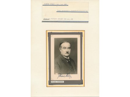 Schäfer Otomar (1883-1945), spisovatel, prozaik, dramatik, sběratelský list s vl. podpisem