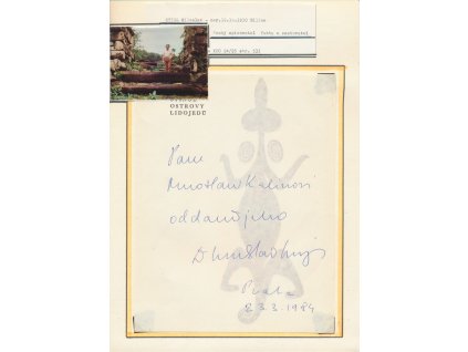 Stingl Miloslav (1930-2020), český spisovatel, etnograf, sběratelský list s vl. podpisem