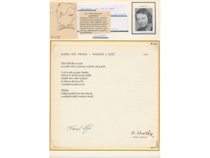 Sýs Karel (1946-2024); Lhoták Kamil (1912-1990), sběratelský list s vl. podpisy spisovatele i ilustrátora