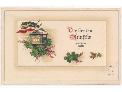 Novoroční přání, koláž, Die besten Wünche zum neuen Jahre, 1916