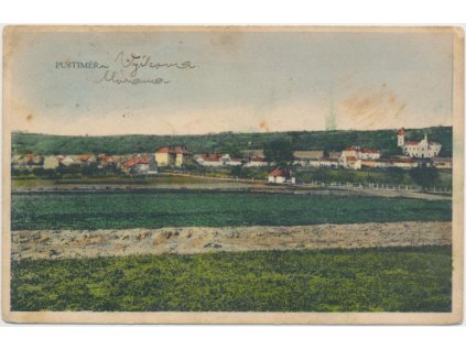 72 - Vyškovsko, Pustiměř, celkový pohled na obec, cca 1934