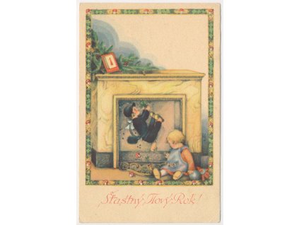 Šťastný Nový rok s kominíčkem, cca 1935
