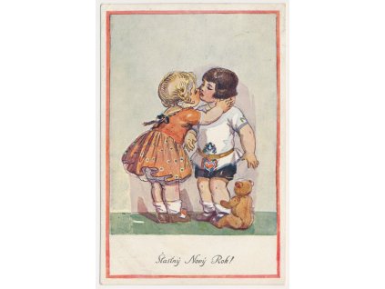 Šťastný Nový rok!, malovala akad. malířka M. Fischerová-Kvěchová, 1925