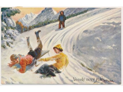 Přání k Novému roku, "Zimní radovánky", cca 1912