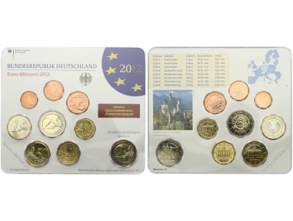 Německo, BRD, sada Euro mincí, 2012 D-Mnichov...viz autentické foto