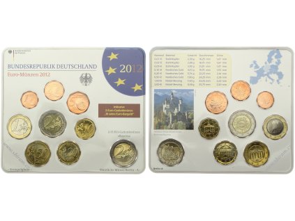 Německo, BRD, sada Euro mincí, 2012 A-Berlín...viz autentické foto