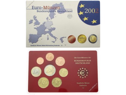 Německo, BRD, sada Euro mincí, 2002 G - Karlsruhe...viz autentické foto