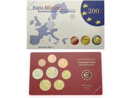 Německo, BRD, sada Euro mincí, 2002 J - Hamburg...viz autentické foto
