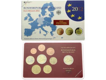 Německo, BRD, sada Euro mincí, 2012 F - Stuttgart...viz autentické foto
