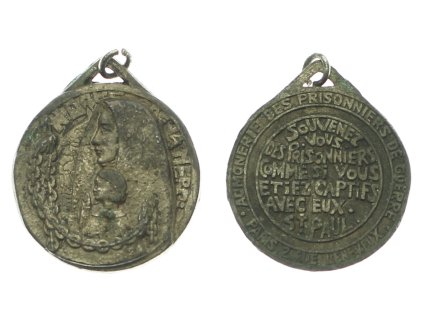 Francie, AE pamětní zajatecká válečná medaile, 1914/1918, průměr 25 mm, stav 1/1