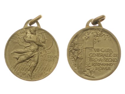 Itálie, AE medaile VII Gara Generale di Tiro a Segno, 1927, bronz, průměr 25mm, stav 1/1