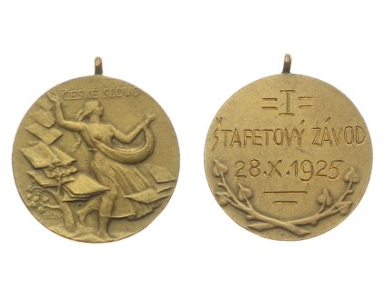 ČSR, AE medaile Štafetový závod, 1925, průměr 25 mm, stav 1/1