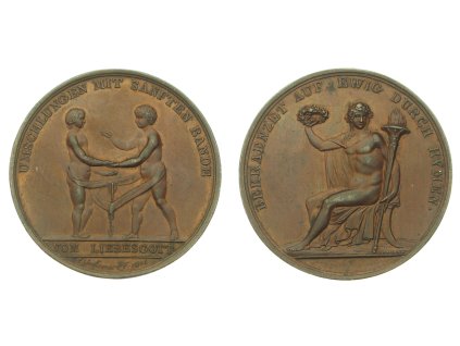 Německo, AE medaile Manželství a lásky, 1805, průměr 45 mm, stav 1/1