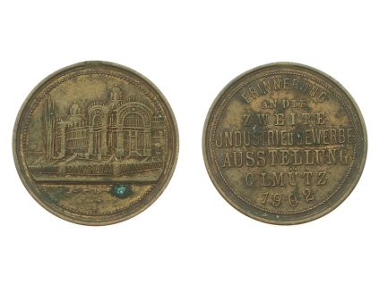 Čechy, Olomouc, AE pamětní medaile Hospodářská výstava 1902, průměr 28 mm, stav 1/1