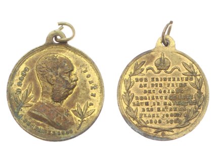 Rakousko - Uhersko, AE pozlacená pamětní medaile 40. výročí vlády císaře Františka Josefa I., 1888, průměr cca 28 mm, stav 1/1
