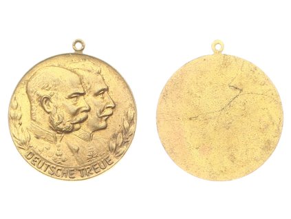 Rakousko - Uhersko, AE pozlacená Pamětní medaile Dvou císařů, průměr cca 24 mm, stav 1/1