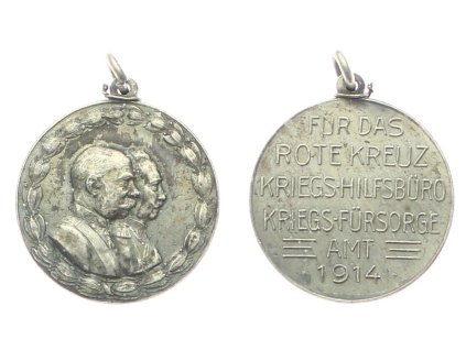 Rakousko - Uhersko, AE pamětní Medaile Červený kříž, konkrétně pro Válečnou pomocnou kancelář a Úřad pro válečnou péči, 1914, průměr cca 22 mm, stav 1/1