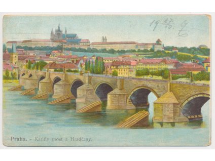 49 - Praha, Karlův most a Hradčany, cca 1907