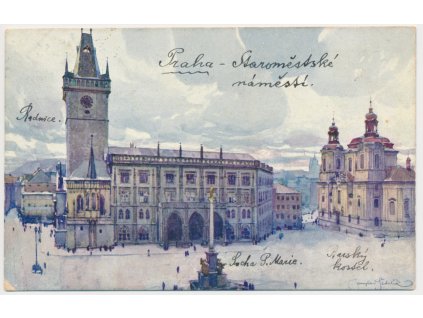 49 - Praha, Staroměstské náměstí s radnicí, cca 1911