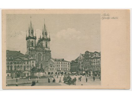 49 - Praha, Týnský chrám, oživené náměstí, cca 1921