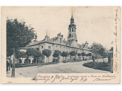 49 - Praha, Loretánský kostel na Hradčanech, prošlá poštou 1902