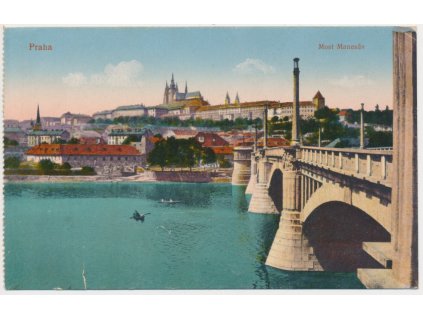 49 - Praha, Mánesův most, cca 1922, vada - v dolní obrazové části natrhlá