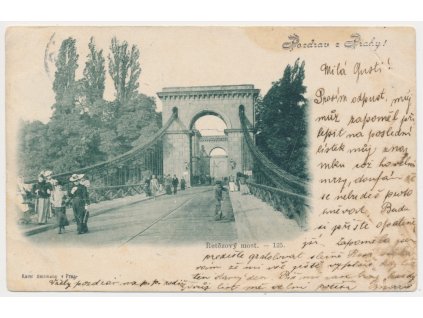 49 - Praha, oživená partie z Řetězového mostu, Nakl. K. Bellmann, 1899