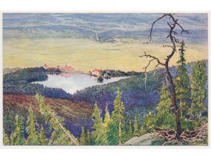 Slovensko, Štrbské Pleso: Pohled na "Štrbské jezero", O. Štáfl, cca 1923