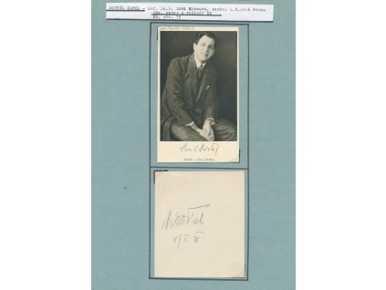 Dostal Karel (1884-1966), režisér a herec, sběratelský list s vl. podpisem