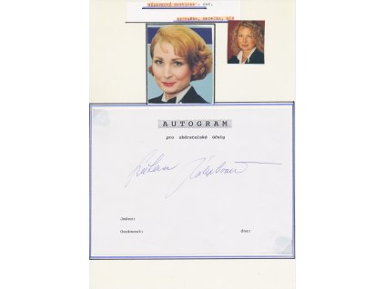 Nálepková Světlana (1960), herečka a zpěvačka, sběratelský list s vl. podpisem