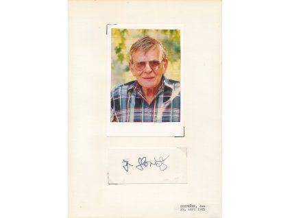 Skopeček Jan (1925-2020), český herec, sběratelský list s vl. podpisem