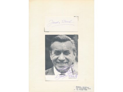 Štercl Jaroslav (1919-1996), český herec, komik, sběratelský list s vl. podpisem