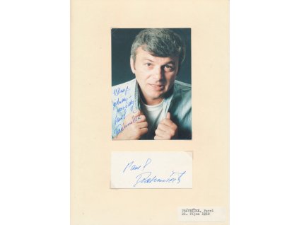 Trávníček Pavel (1950), český herec, sběratelský list s propagační kartou a vl. podpisem
