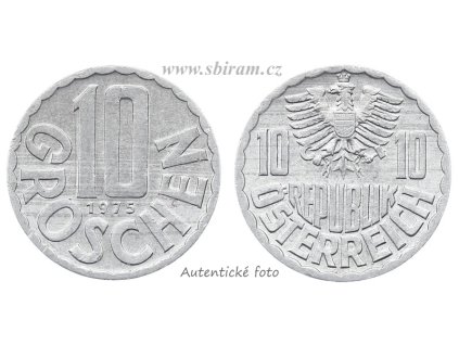 Rakousko, mince 10 Groschen, 1975...viz autentické foto