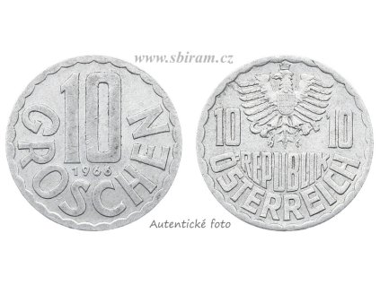 Rakousko, mince 10 Groschen, 1966...viz autentické foto