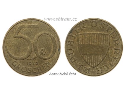 Rakousko, mince 50 Groschen, 1972...viz autentické foto