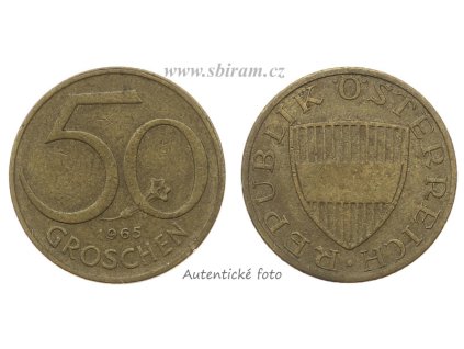 Rakousko, mince 50 Groschen, 1965...viz autentické foto