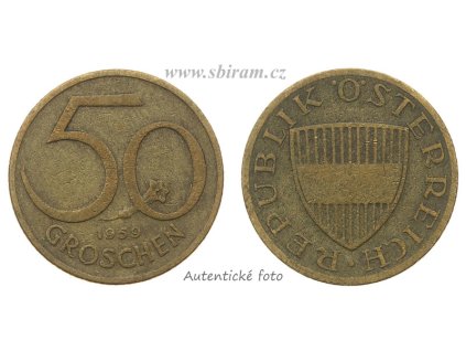 Rakousko, mince 50 Groschen, 1959...viz autentické foto